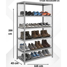 Alanraf 6 Katlı Galvaniz Tel Kafesli Çelik Ayakkabılık Rafı 43X115X200 cm