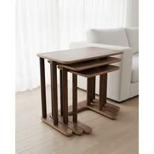 Cmd Wood Ceviz Renk Modenza Zigon Sehpa – Modern 3’lü Sehpa Seti Ahşap Görünümlü Minimal Tasarım Salon & Oturma Odası