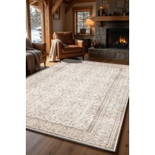 Kilim Home Bej Vintage Eskitme Halı Klasik Desenli Salon Oturma Odası Halısı
