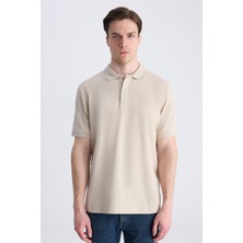 D'S Damat Ds Damat Regular Fit Ekru Pike Dokulu %100 Pamuklu T-Shirt 4HC140211213M