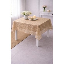 Home Fiskos Desen İnce Dantel Masa Örtüsü 150x150 cm Bakır