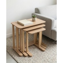 Cmd Wood Modenza Zigon Sehpa – Modern 3’lü Sehpa Seti Ahşap Görünümlü Minimal Tasarım Salon & Oturma Odası