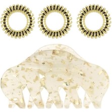 Liora - Set S Apres Ski Golden Glamour -3 Spiral + 1 Klipsli Saç Tokası
