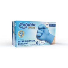 Dolphin Nitril Muayene Eldiveni Pudrasız Kalın Mavi Xl Beden 100 Adet-Mdr