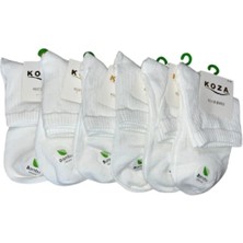Koza Kadın 6'lı Bambu Beyaz Dikişsiz Kolej Çorap