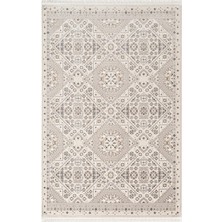Karmen Halı Look Classıc LK002G Geometrik Desen Krem Gri Akrilik Yumuşak Tozuaz Dokuma Taban Salon Halısı