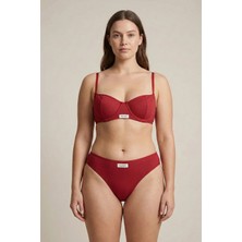 Laperissa Bordo Ribana Dokulu Kapsız Bralet Takım