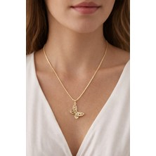 Neora 14K Altın Kaplama | Zirkon Taşlı Kelebek Model | Kadın Çelik Kolye