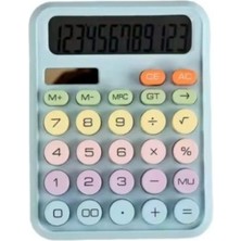 Milky Ada Toys Pastel Renkli Hesap Makinası 12 Haneli Otomatik Kapanan Aaa Pil ve Güneş Paneli ile Çalışma Hafızalı Işlem Yüzde  Karakök Hesaplama 3 Asorti Mavi Pembe Beyaz