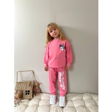 ButumiKids Yeni Sezon Kız Çocuk Karakter Baskılı Likralı Pamuk Kumaş Alt Üst Takım