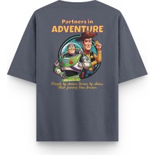 Overoz Toy Story Sırt Baskılı Yarı Oversize Unisex Füme Tshirt 1391
