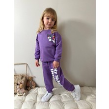 ButumiKids Yeni Sezon Kız Çocuk Karakter Baskılı Likralı Pamuk Kumaş Alt Üst Takım