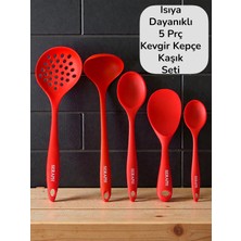 Seraph Isıya Dayanıklı Silikon Kevgir Kepçe Seti 5prç 28CM/22CM/20CM Kaşık 30CM Kepçe/kevgir