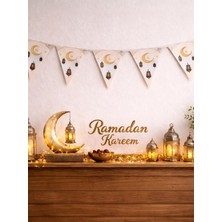 Parti Adresi Ramazan Temalı Ay ve Kandil Desenli Üçgen Flama Duvar Süsü 150 cm