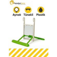 Papağanhane Yeşil Tünekli Aynalı Kuş Oyuncağı – Dayanıklı Plastik Salıncak | Muhabbet Kuşu Ayna Oyuncağı