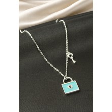 Bijuteri Net Anahtar Kilit Sedef Çelik Kolye