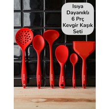 Seraph Isıya Dayanıklı Silikon Kevgir Kepçe Kaşık Spatula Seti 6 Parça