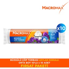 Macromax Büzgülü Çöp Torbası Orta Boy Leylak Kokulu 10’lu X10