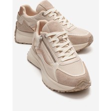 Luvi Rocca Bej Rose Fermuar Detaylı Kadın Sneaker