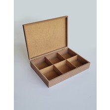 Yegane Concept Ham Mdf, Boyanabilir 6 Bölmeli Kutu, Takı Kutusu, Saat Kutusu, Dikiş Kutusu, Makyaj Kutusu