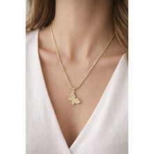 Neora 14K Altın Kaplama  Kelebek Model  Kadın Çelik Kolye