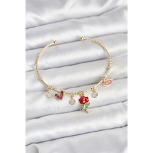 Similar Gül Charmlı Gold Renk Pirinç Kadın Bileklik - TJ-BB8043