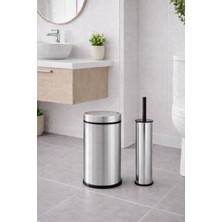 Sas Haus Modern Banyo Seti 8 Lt Döner Kapaklı Çöp Kovası + Tuvalet Fırçası Wc Seti