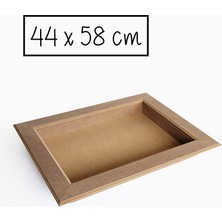 Yegane Concept Ham Mdf, Boyanabilir Cam Takılabilir Derin Düz Dikdörtgen Tepsi, Rölyef Tepsi Pano, 44X58 cm