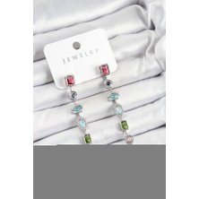 Similar Pirinç Renkli Zirkon Taşlı Sallantılı Model Gümüş Renk Kadın Küpe - TJ-BKP10743