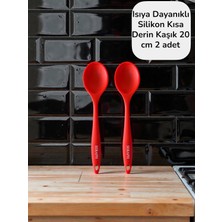 Seraph Sert Uçlu Isıya Dayanıklı Silikon Kısa Derin Kaşık 20 cm / 2 Adet