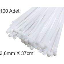 Beyaz Plastik Cırt Kelepçe 3.6X37CM Kablo Bağı Elektrik Kablosu 100 Adet