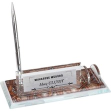 Çılgıntrend Kişiye Özel Cam Masa Üstü Isimlik – Kalemlik ve Kartvizitlikli Premium Ofis Masa Isimliği