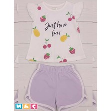 M.Ç Family Store Kız Bebek Yazılık Takım Şortlu Pamuk 3li Takım Bebek Alt Üst Bandlı Takım