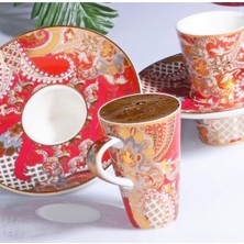 Kosova Evimshane Içe Geçmeli Tabağı Ayaklı 6 Kişilik Kahve Fincan Takımı