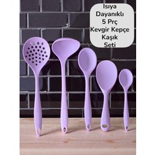 Seraph Isıya Dayanıklı Silikon Kevgir Kepçe Seti 5prç 28CM/22CM/20CM Kaşık 30CM Kepçe/kevgir