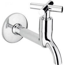 Aesco Artı Aç Kapa 4 Kollu Krom Çevirveli Musluk Duvardan Tek Girişli