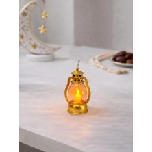 Parti Adresi Ramazan Dekoratif Mini Kandil  – Asılabilir Gaz Lambası Figürlü Pilli LED Işık Altın 10 cm