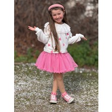 Yiğit Butik Kız Çocuk Kalpli Sweatshirt & Pembe Tütü Etek Kombin
