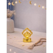 Parti Adresi Ramazan Temalı Allah Yazılı Mini LED Mum Masaüstü Dekoru Gold 7 cm