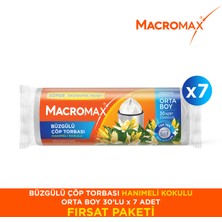 Macromax Büzgülü Çöp Torbası Orta Boy Hanımeli 30’lu X7