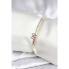 Similar Renkli Kelebek Figür Gold Renk Pirinç Kadın Bileklik - TJ-BB8004