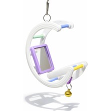 Papağanhane Aynalı Zilli Beyaz G Salıncak Kuş Oyuncağı – Muhabbet Kuşu ve Küçük Papağanlar Için