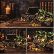 Hediye Fikri Ejderha Hazine Sandığı Dekoratif Kutu – Fantastik Dragon Takı & Mücevher Saklama Kutusu El Boyaması