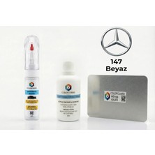 COLORGUARD Mercedes-Benz 147 Beyaz Rötuş Seti - 2 si 1 Arada İğne ve Fırça Uçlu Şişe, Solüsyon ve Rötuş Çeliği