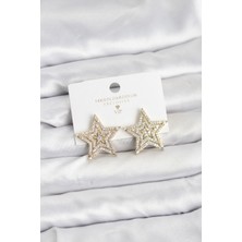 Similar Gold Renk Pirinç Zirkon Taşlı Yıldız Model Kadın Küpe - TJ-BKP11514