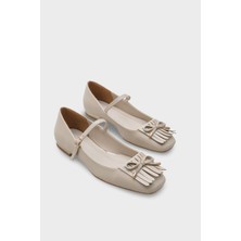 Capone Outfitters Kelsy Küt Burunlu Püsküllü Kısa Topuklu Kadın Babet