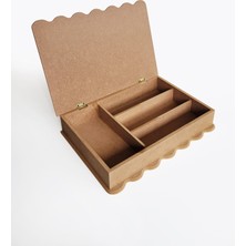 Yegane Concept Ham Mdf, Boyanabilir 4 Bölmeli Kutu, Takı Kutusu, Makyaj Kutusu, Kaşıklık, Organizer
