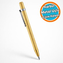 Nzb Karbür Uçlu Metal Çizim Kalemi Altın Sarısı 14 cm Profesyonel Çizici Mermer Ahşap Metal (1 Adet)