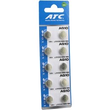 Atc Alkaline Button Battery AG10 LR-1130/389/189 Düğme Pil Alkalin 1.5V 10LU Kart (5508) Arlstr