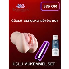 Aşkın Deposu  Çok Özel Seri 635 gr Çift Girişli Mastürbatör + 50 ml Süper Jel + 10 Mod Süper Titreşim Hediye 3'lü Set